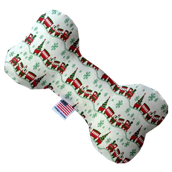 Mirage Pet Products Christmas Trains Canvas Bone Dog Toy 10 in. 1277-CTYBN10